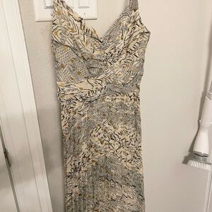 Lulu's Carefree Smile Taupe and Gold Boho Print Maxi Dress